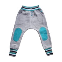 Dětské tepláky se sníženým sedem (šedé-pruhy)