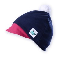 Dětská čepice s kšiltem (tmavěmodrá - cyklámen)