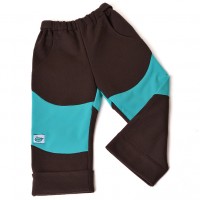 Dětské polo softshellové kalhoty (hnědo-tyrkysové)