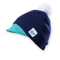 Dětská čepice s kšiltem (tmavěmodrá - tyrkys)