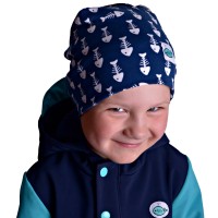 Dětská jarní čepice (tm.modro-bílá)