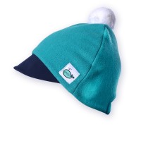 Dětská čepice s kšiltem (tyrkysová - tmavěmodrá)